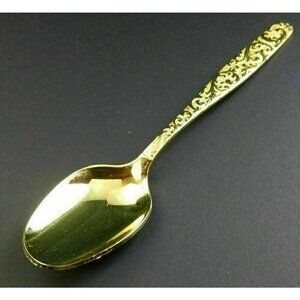 Americana Golden Heritage Scroll Gold Electroplate Tablespoon‎ Serving Spoon TAS